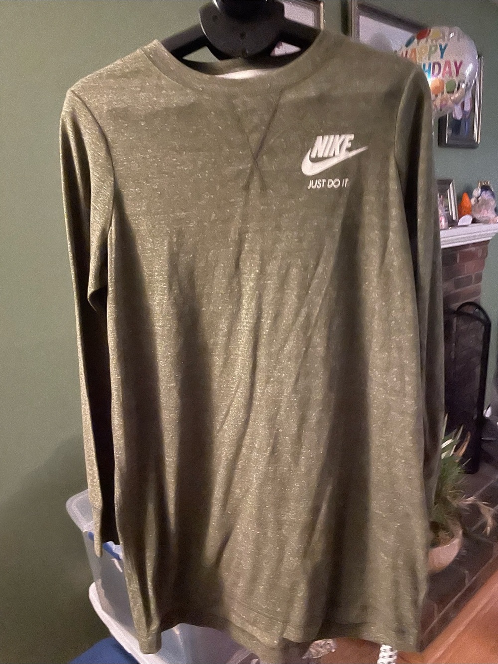 Nike long sleeve Tshirt dress olive green